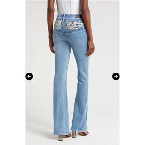 PTCL Wings Sequin Embellished Blue Jeans Size 25 Boot Cut Light Wash